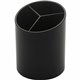 Business Source Large 3-Compartment Plastic Pencil Cup - 3" x 3" x 4.1" x - Plastic - 1 Each - Black