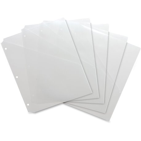 Business Source Poly Binder Pockets - 40 x Sheet Capacity - For Letter 8 1/2" x 11" Sheet - 3 x Holes - Rectangular - Clear - Po