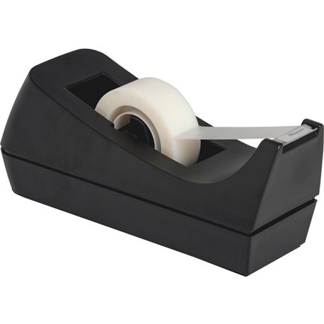 Business Source Standard Desktop Tape Dispenser - 1" Core - Non-skid Base - Plastic - Black - 1 Each