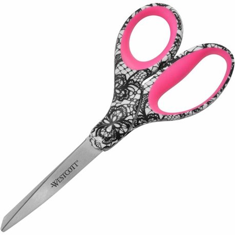Westcott 8" KleenEarth Soft Handle Scissors - 8" Overall Length - Straight-left/right - Stainless Steel - Black - 1 Each