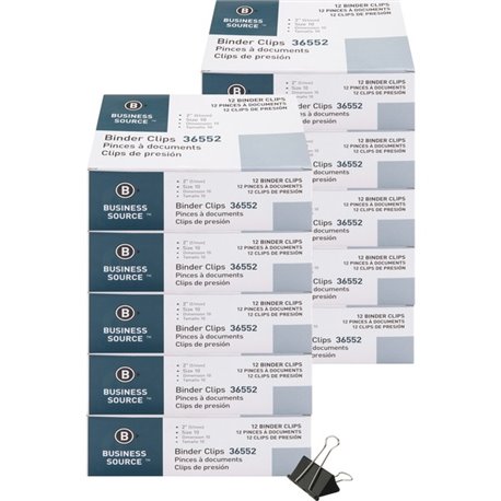 Business Source Fold-back Binder Clips - Large - 2" Length x 2" Width - 1" Size Capacity - 120 / Bundle - Black - Steel