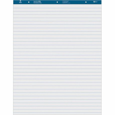 Business Source Standard Ruled Easel Pad - 50 Sheets - 15 lb Basis Weight - 27" x 34" - White Paper - Perforated - 4 / Carton