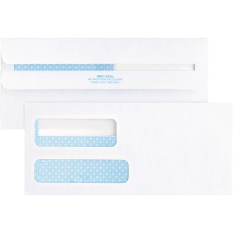 Business Source No. 9 Double Window Invoice Envelopes - Double Window - 9 - 8 7/8" Width x 3 7/8" Length - 24 lb - Self-sealing 