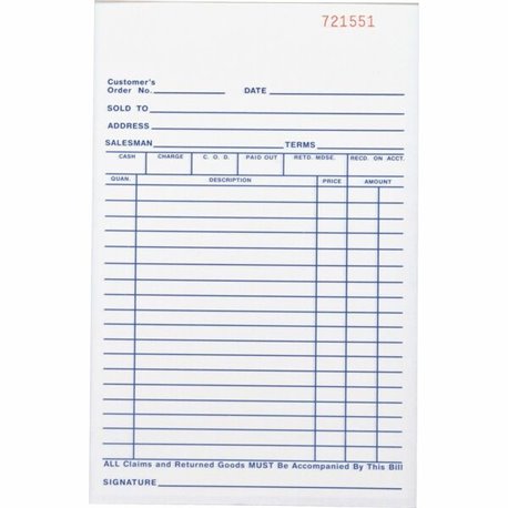 Business Source All-purpose Carbonless Forms Book - 50 Sheet(s) - 2 PartCarbonless Copy - 5.50" x 8.50" Sheet Size - White, Yell