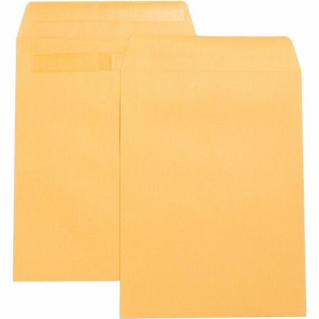 Business Source Press-To-Seal Catalog Envelopes - Catalog - 9" Width x 12" Length - 28 lb - Self-sealing - Kraft - 100 / Box - B