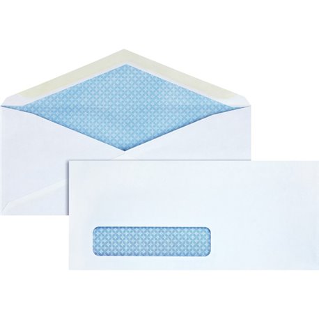 Business Source No. 10 Tinted Diagonal Seam Window Envelopes - Security - 10 - 9 1/2" Width x 4 1/8" Length - 24 lb - Gummed - W