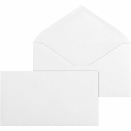 Business Source No. 6-3/4 White Wove V-Flap Business Envelopes - Business - 6 3/4 - 3 3/5" Width x 6 1/2" Length - 24 lb - Gumme