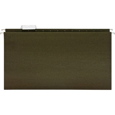 Business Source 1/5 Tab Cut Legal Recycled Hanging Folder - 8 1/2" x 14" - Poly - Green - 100% Recycled - 25 / Box