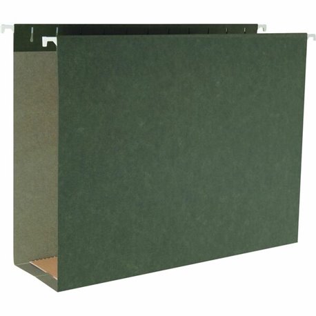 Business Source 1/5 Tab Cut Letter Recycled Hanging Folder - 8 1/2" x 11" - 3" Expansion - Standard Green - 10% Recycled - 25 / 