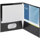 Business Source Letter Pocket Folder - 8 1/2" x 11" - 100 Sheet Capacity - 2 Internal Pocket(s) - Black - 25 / Box