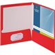 Business Source Letter Pocket Folder - 8 1/2" x 11" - 100 Sheet Capacity - 2 Internal Pocket(s) - Card Paper - Red - 25 / Box