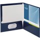 Business Source Letter Pocket Folder - 8 1/2" x 11" - 100 Sheet Capacity - 2 Internal Pocket(s) - Card Paper - Navy - 25 / Box