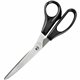 Business Source Stainless Steel Scissors - 8" Overall Length - Bent-right - Stainless Steel - Black - 1 Each