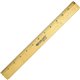 Westcott Beveled Metal Edge Wood Rulers - 12" Length 1" Width - 1/16 Graduations - Imperial Measuring System - Wood - 1 Each