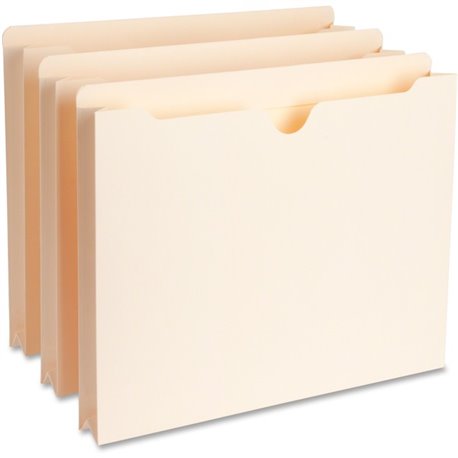 Business Source Straight Tab Cut Letter Recycled File Pocket - 8 1/2" x 11" - 1 1/2" Expansion - Manila - 10% Recycled - 50 / Bo