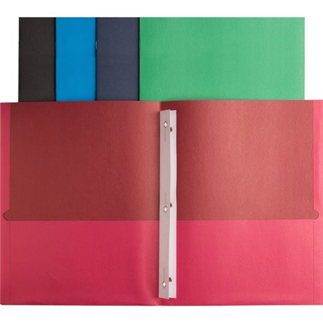 Business Source Letter Recycled Pocket Folder - 8 1/2" x 11" - 100 Sheet Capacity - 3 x Prong Fastener(s) - 2 Inside Front & Bac