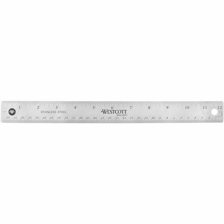 Westcott Stainless Steel Rulers - 12" Length 1" Width - 1/16, 1/32 Graduations - Metric, Imperial Measuring System - Stainless S