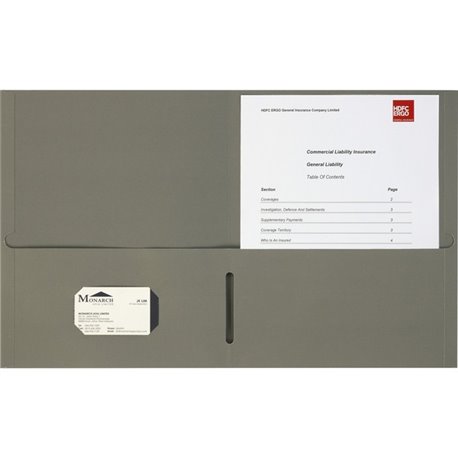 Business Source Letter Portfolio - 8 1/2" x 11" - 125 Sheet Capacity - Inside Front & Back Pocket(s) - Gray - 25 / Box