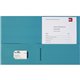 Business Source Letter Portfolio - 8 1/2" x 11" - 125 Sheet Capacity - 2 Inside Front & Back Pocket(s) - Teal - 1 / Box