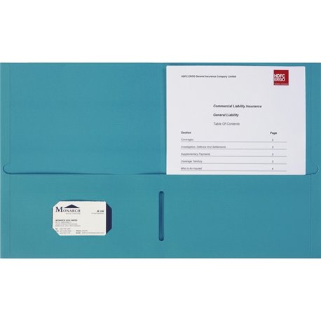 Business Source Letter Portfolio - 8 1/2" x 11" - 125 Sheet Capacity - 2 Inside Front & Back Pocket(s) - Teal - 1 / Box