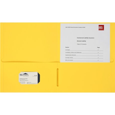 Business Source Letter Portfolio - 8 1/2" x 11" - 125 Sheet Capacity - Inside Front & Back Pocket(s) - Yellow - 25 / Box