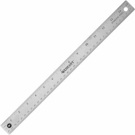 Westcott Stainless Steel Rulers - 15" Length 1" Width - 1/16, 1/32 Graduations - Metric, Imperial Measuring System - Stainless S