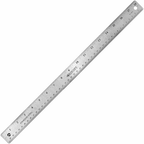 Westcott Stainless Steel Rulers - 18" Length 1" Width - 1/16, 1/32 Graduations - Metric, Imperial Measuring System - Stainless S