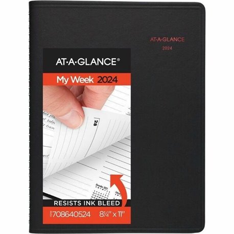 At-A-Glance Fashion Appointment Book Planner - Large Size - Julian Dates - Weekly - 1 Year - January 2024 - December 2024 - 8:00