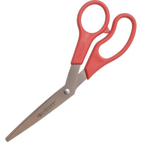 Westcott All Purpose 8" Bent Scissors - 3.50" Cutting Length - 8" Overall Length - Bent-left/right - Stainless Steel - Bent Tip 