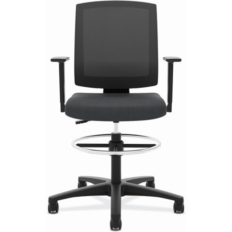 HON Torch Mesh Mid-Back Task Stool - Black Foam, Plush, Polyester Seat - Black Mesh Back - Black Frame - Mid Back - 5-star Base 