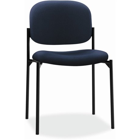 Basyx by HON Scatter Stacking Guest Chair - Navy Fabric, Polyester Seat - Navy Fabric, Polyester Back - Black Tubular Steel Fram