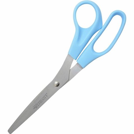 Westcott All Purpose 8" Stainless Steel Straight Scissors - 8" Overall Length - Straight-left/right - Stainless Steel - Pointed 