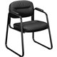 HON Chair - Black Bonded Leather Seat - Black Bonded Leather Back - Black Steel Frame - Sled Base - Black - Armrest