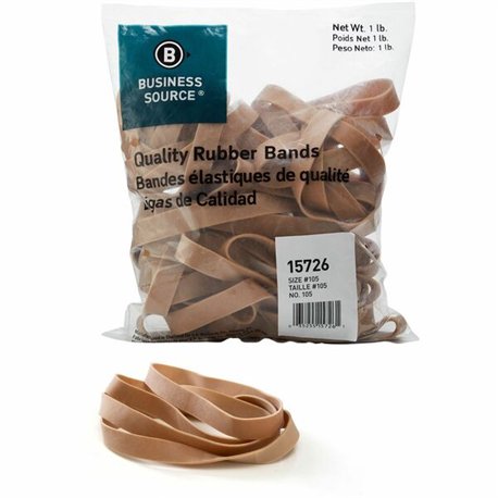 Business Source Quality Rubber Bands - Size: 105 - 5" Length x 0.6" Width - Sustainable - 60 / Pack - Rubber - Crepe