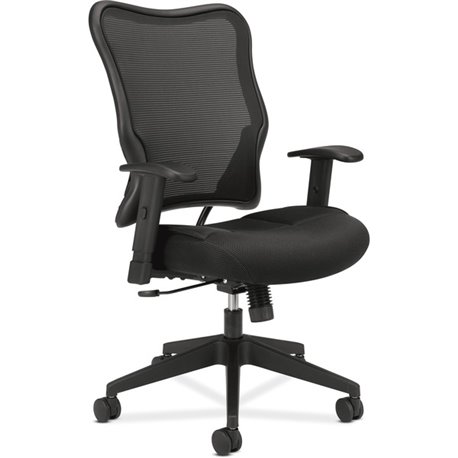 HON Wave Chair - Black Fabric Seat - Black Reinforced Resin, Mesh Back - Black Reinforced Resin Frame - High Back - 5-star Base 