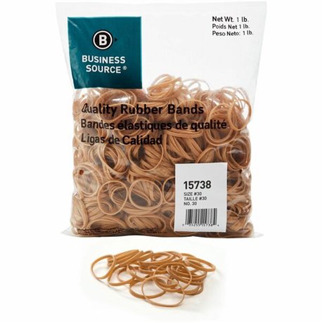 Business Source Quality Rubber Bands - Size: 30 - 2" Length x 0.1" Width - Sustainable - 1 / Pack - Rubber - Crepe
