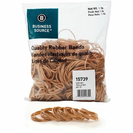 Business Source Quality Rubber Bands - Size: 31 - 2.5" Length x 0.1" Width - Sustainable - 850 / Pack - Rubber - Crepe