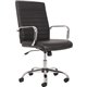 Sadie Seating Leather Executive Chair - Black Leather Seat - Chrome Frame - High Back - 5-star Base - Black - 1 Each