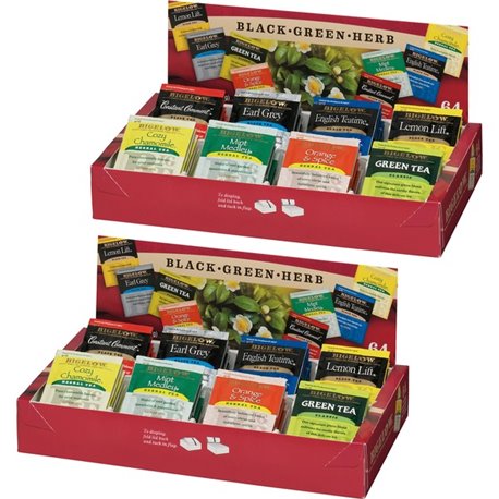 Bigelow Assorted Flavor Herbal Tea, Black Tea, Green Tea Bag - 128 / Bundle