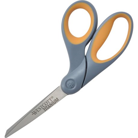 Westcott Titanium Bonded 8" Bent Shears - 3.50" Cutting Length - 8" Overall Length - Bent-left/right - Titanium - Bent Tip - Gra