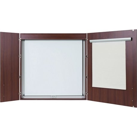 MasterVision 2-door Cherry Conference Cabinet - 48" Height x 48" Width - Porcelain Steel Surface - Cherry Wood Frame - 1 Each