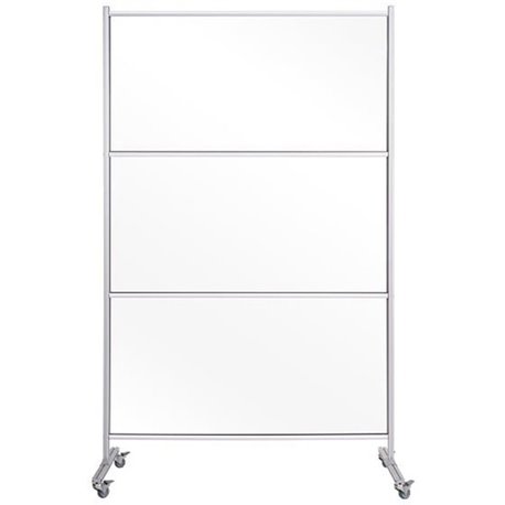 Bi-silque Mobile Glass Panel Divider - 50" Width x 22" Depth x 80.3" Height - Glass - Aluminum, Transparent