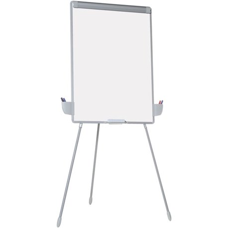 MasterVision Dry-erase Portable Tripod Easel - 29" (2.4 ft) Width x 41" (3.4 ft) Height - White Melamine Surface - Gray Aluminum