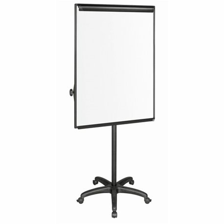 MasterVision Basic Mobile Presentation Easel - 27.5" (2.3 ft) Width x 39" (3.3 ft) Height - White Melamine Surface - Black Alumi