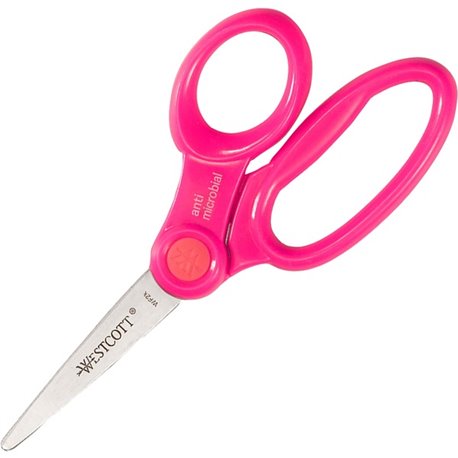 Westcott 5" Antimicrobial Kids Pointed Scissors - 5" Overall Length - Straight-left/right - Stainless Steel - Pointed Tip - Asso