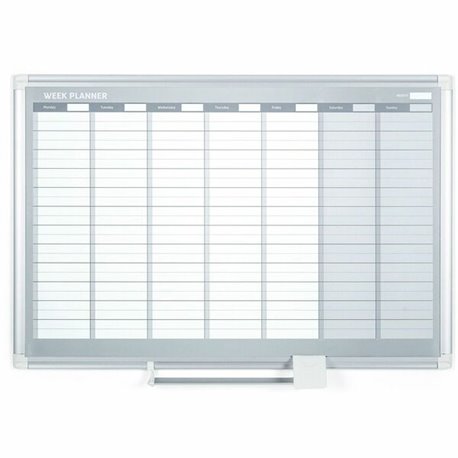 MasterVision Dry-erase Magnetic Planning Board - Weekly - 1 Week - Silver, White - Aluminum - 24" Height x 36" Width - Scratch R