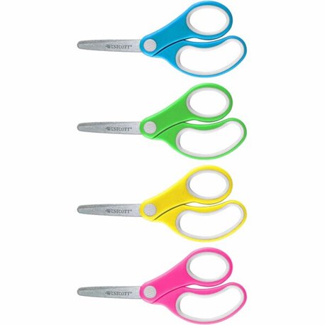 Westcott Soft Handle 5" Blunt Kids Value Scissors - 5" Overall Length - Left/Right - Stainless Steel - Blunted Tip - Assorted - 