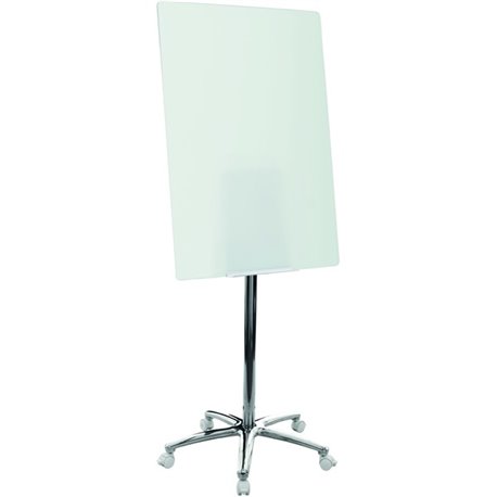 MasterVision Super Value Glass Mobile Easel - 26" (2.2 ft) Width x 38.5" (3.2 ft) Height - Glass Surface - Chrome Stand - Rectan