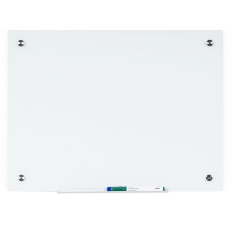 Bi-silque Magnetic Glass Dry Erase Board - 18" (1.5 ft) Width x 24" (2 ft) Height - White Glass Surface - Rectangle - Horizontal