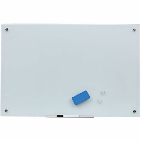 Bi-silque Magnetic Glass Dry Erase Board - 24" (2 ft) Width x 36" (3 ft) Height - White Glass Surface - Rectangle - Horizontal/V